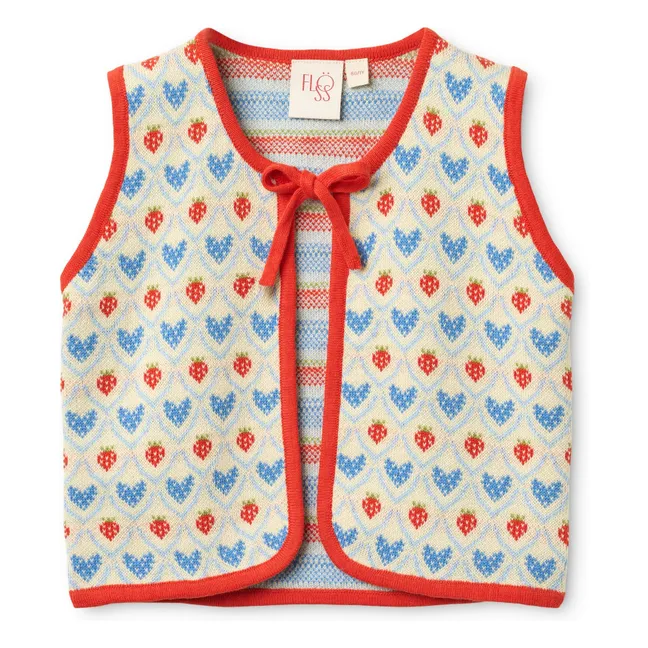 Léa Cœurs sleeveless cardigan | Red