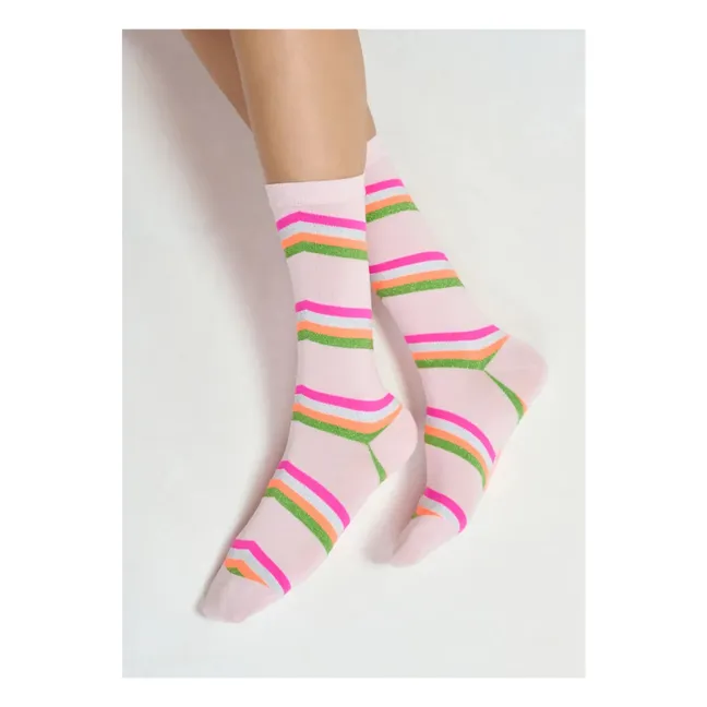 Joyz Striped Socks | Pink