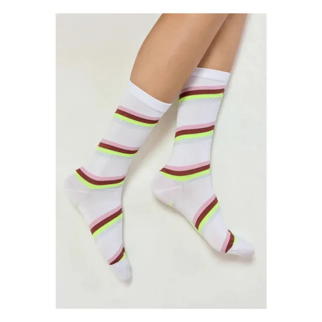 Joyz Striped Socks | White