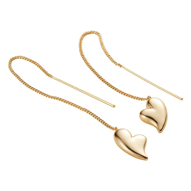 Puffy Heart Earrings | Gold