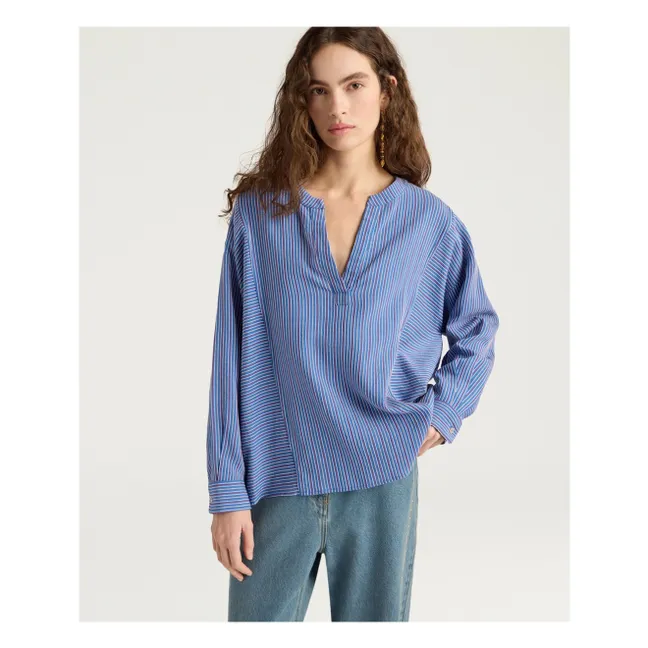 Prickly Stripes Blouse | Blue