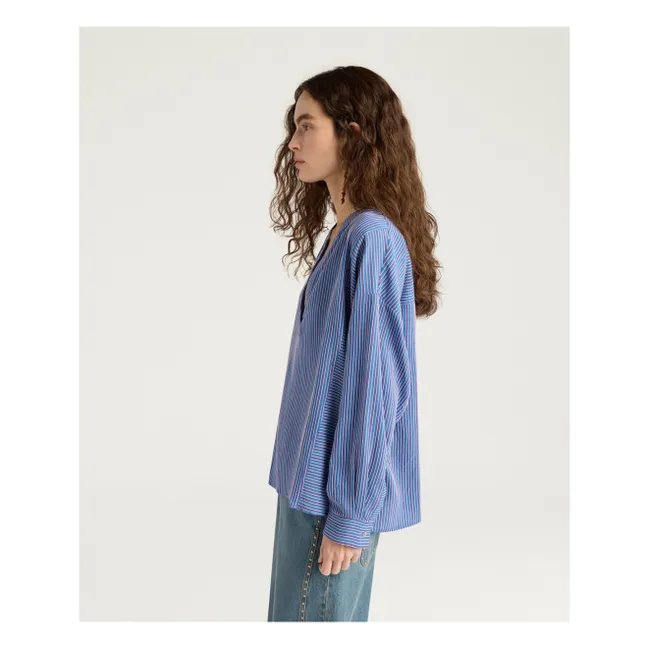 Prickly Stripes Blouse | Blue