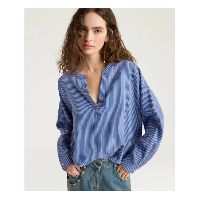 Prickly Stripes Blouse | Blue