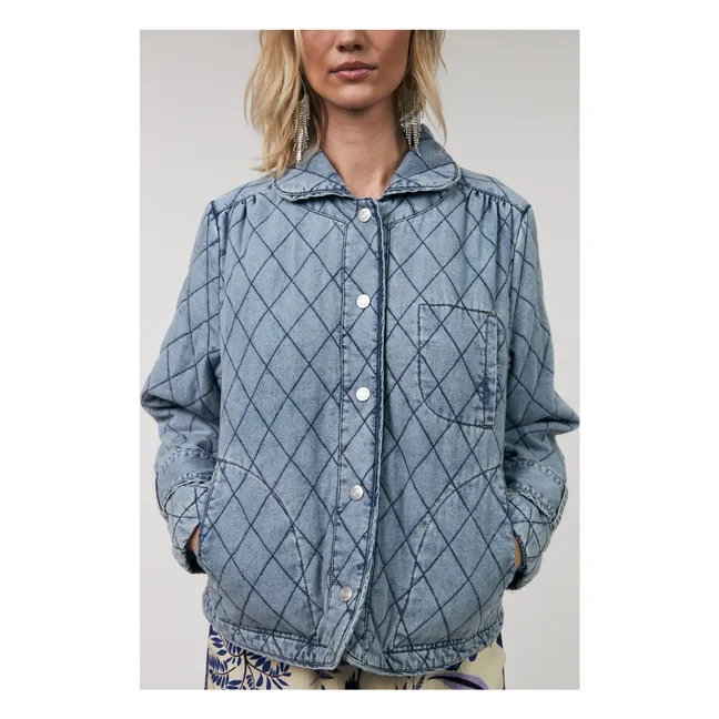 Viola Quilted Cotton Jacket | Denim blue