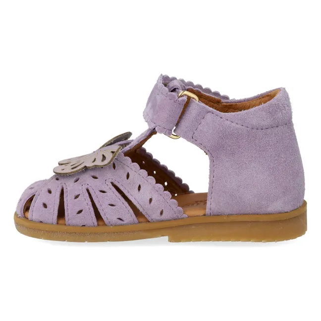 Sandalias de ante con forma de mariposa | Lila