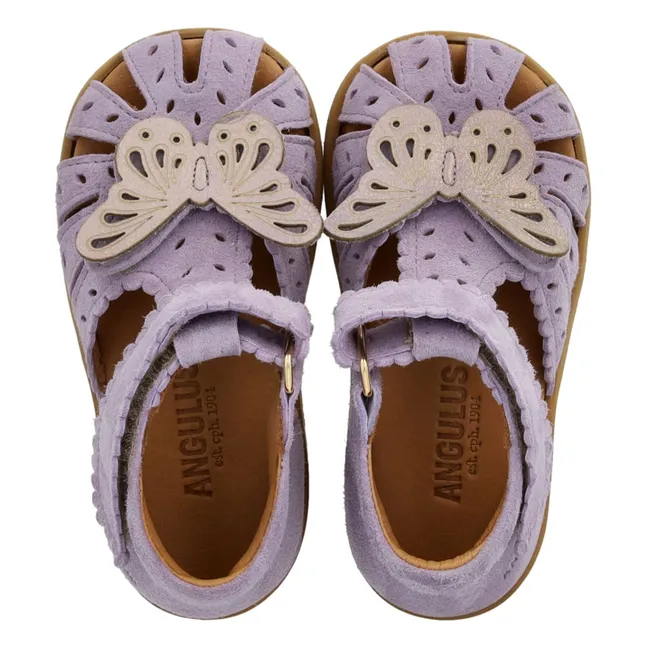 Sandalias de ante con forma de mariposa | Lila