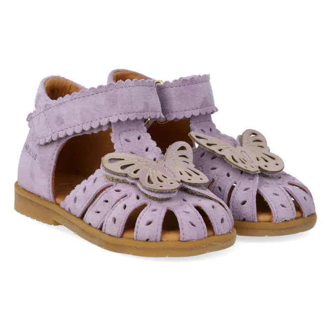 Sandalias de ante con forma de mariposa | Lila