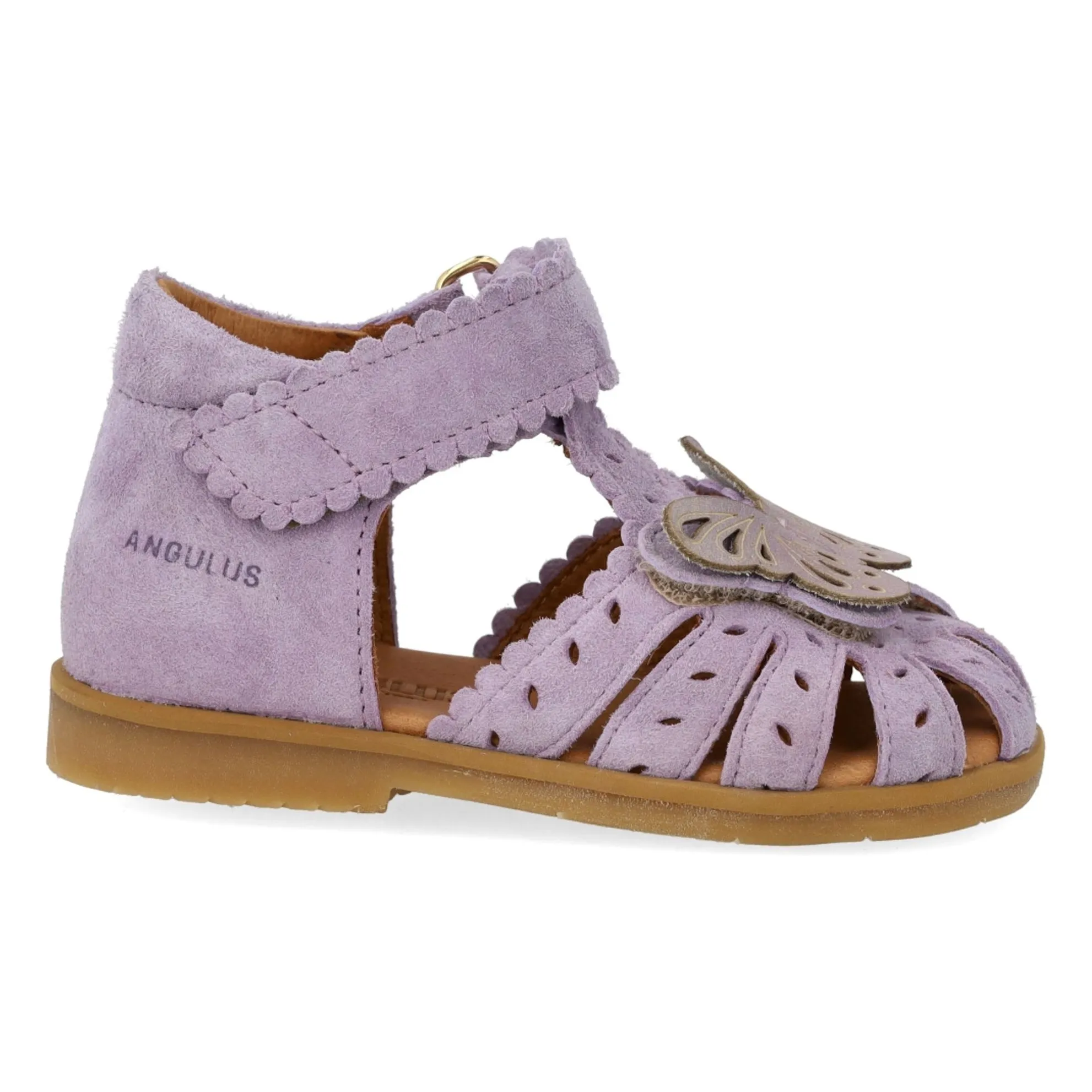 Angulus Lilac Scratch Butterfly Suede Sandals