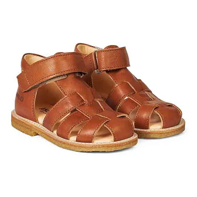 Sandalias de cuero Tige Haute | Caramelo
