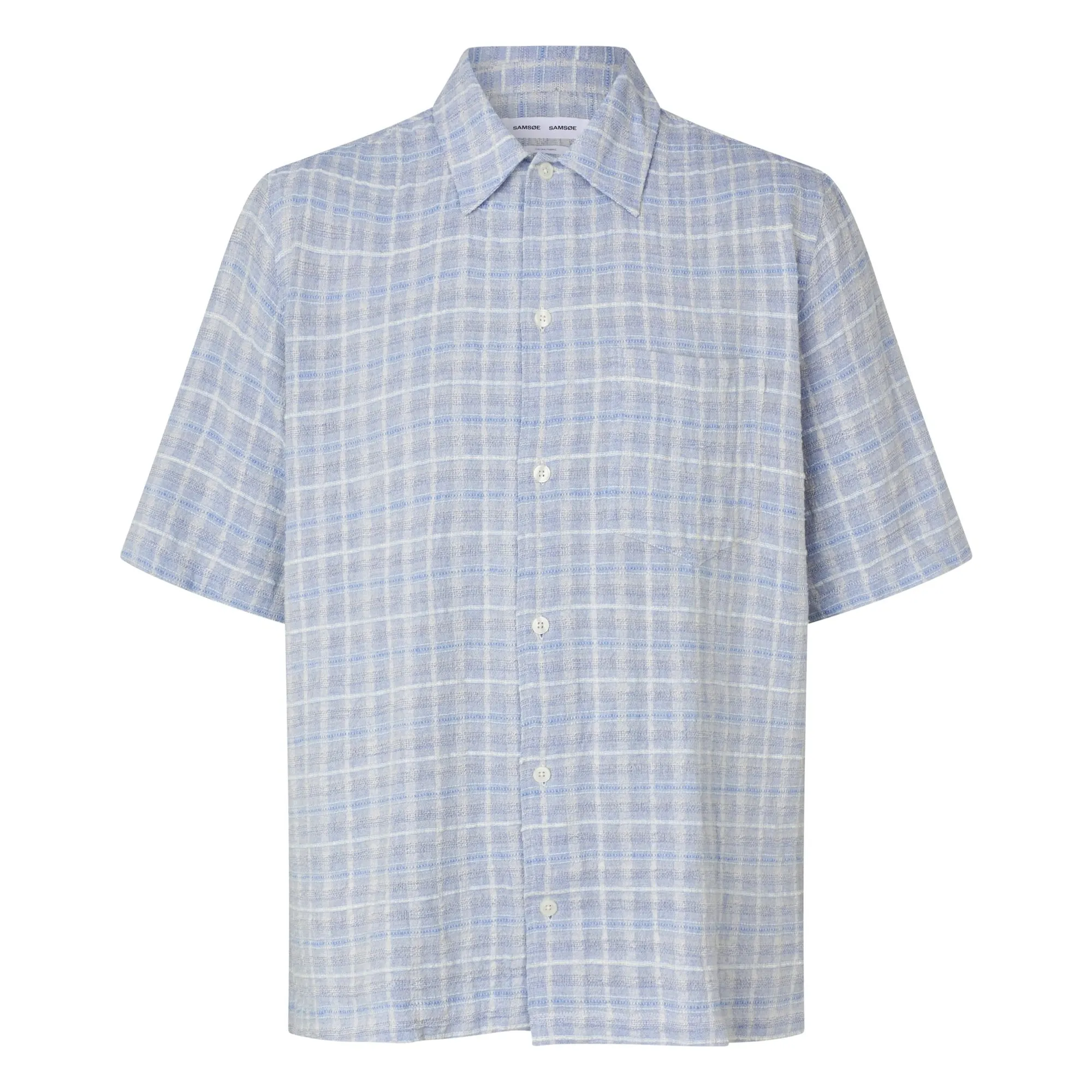 Samsoe Samsoe Light Blue Saayo Cotton Short Sleeve Shirt