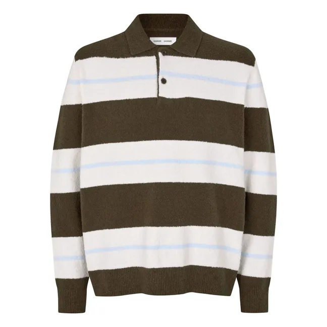 Sanino long-sleeve striped polo shirt | Khaki
