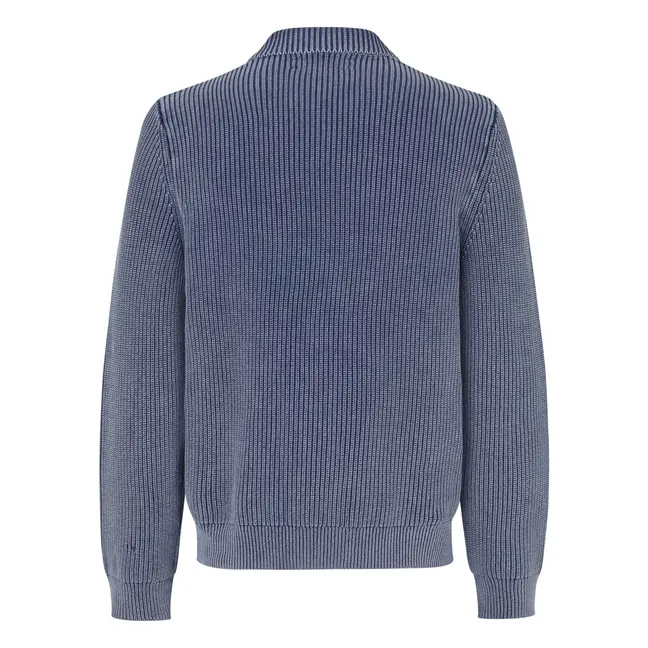 Pull Col Polo Zippé | Bleu Acier