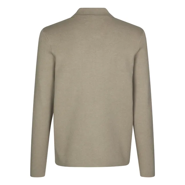 Guna Long Sleeve Half Zip Polo Shirt | Beige