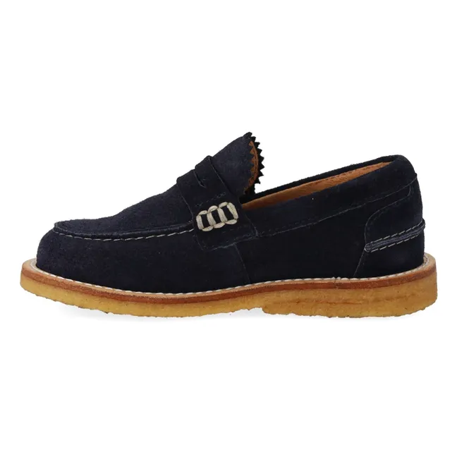 Suede loafers | Navy blue