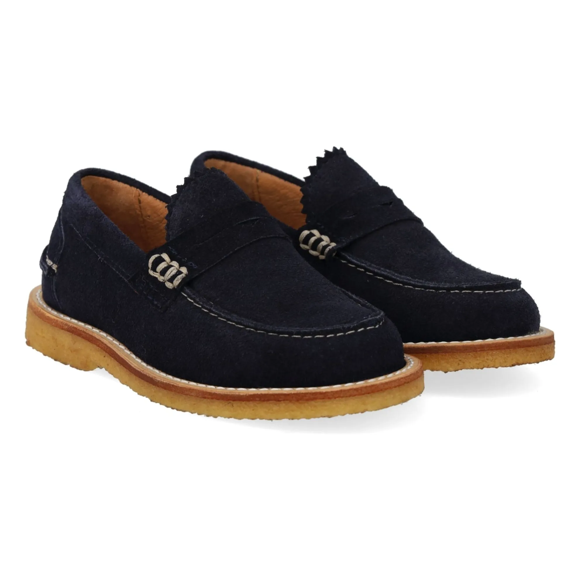 Angulus Navy Blue Suede Loafers