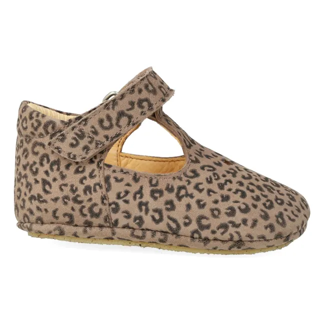 Leopard Suede Slippers | Brown