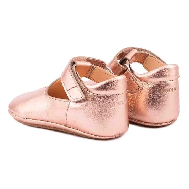Zapatillas de piel metalizadas | Oro rosado- Imagen del producto n°2