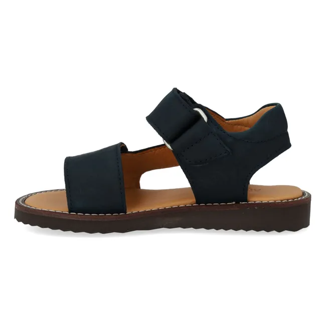 Sandalias de nobuk con doble rasguño | Azul Marino