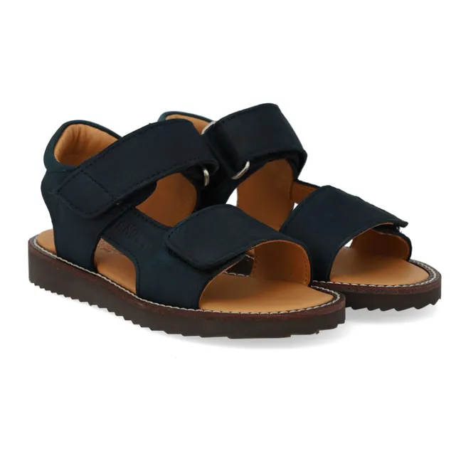 Sandalias de nobuk con doble rasguño | Azul Marino