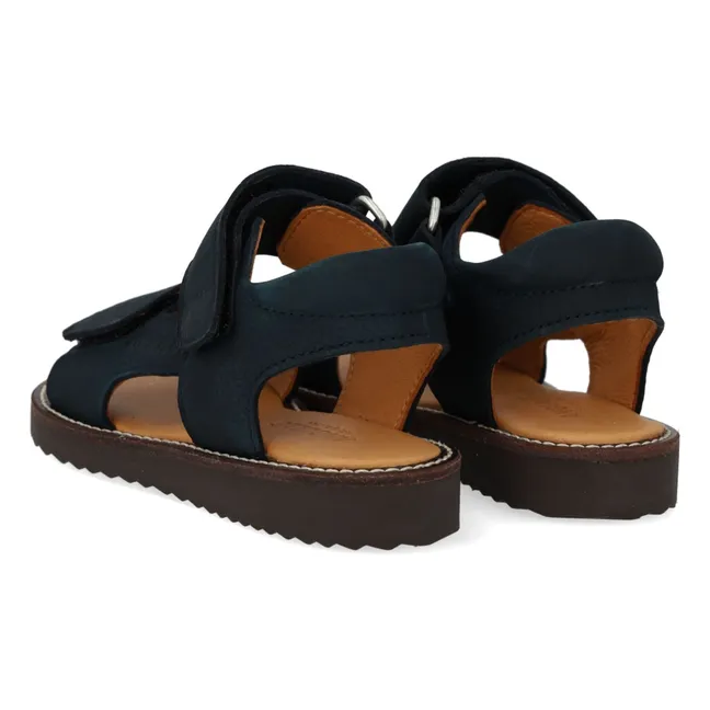 Sandalias de nobuk con doble rasguño | Azul Marino