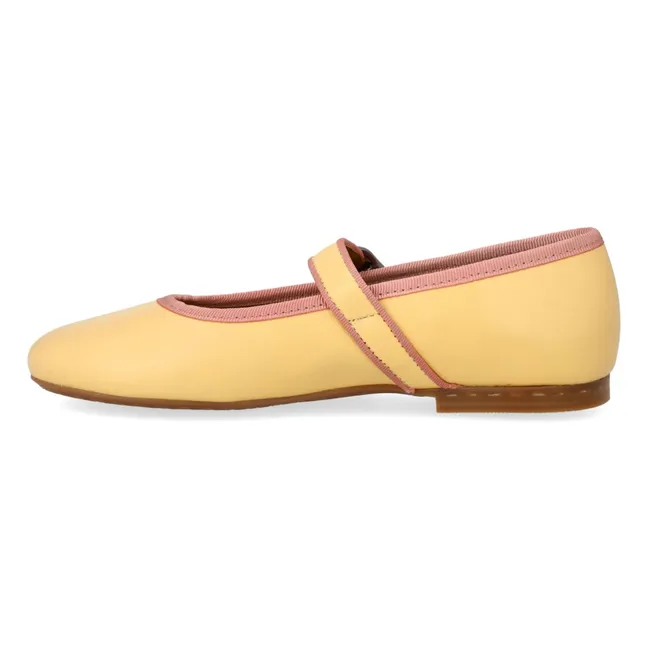 Mary Jane Ballerinas Kontrastreifen | Blasses Gelb