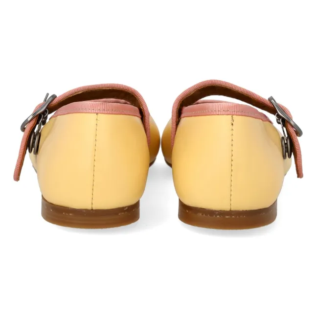 Ballerines Mary Jane Bandes Contrastées | Jaune pâle