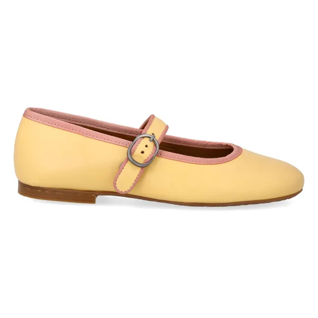 Mary Jane Ballerinas Kontrastreifen | Blasses Gelb