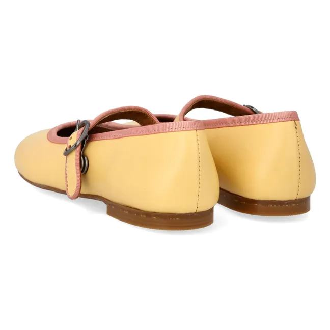 Mary Jane Ballerinas Kontrastreifen | Blasses Gelb