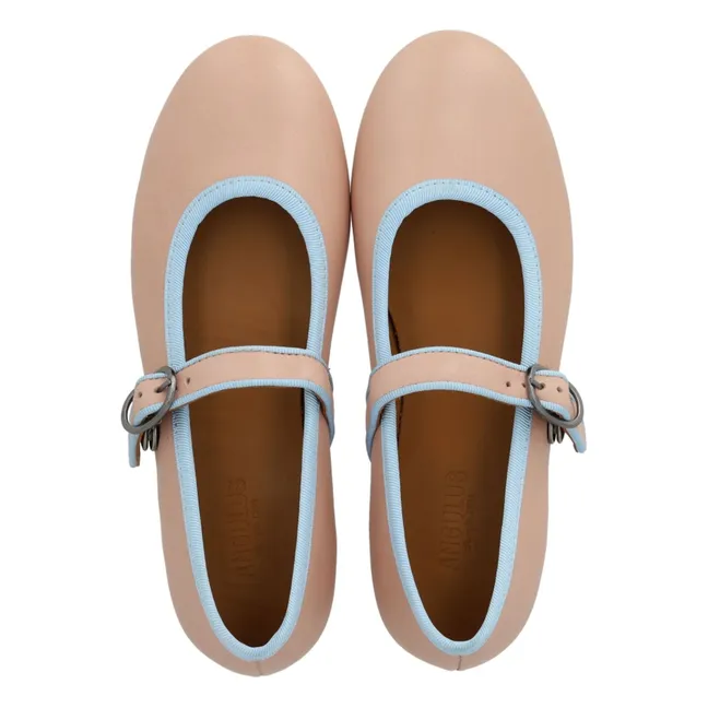 Ballerines Mary Jane Bandes Contrastées | Rose pâle