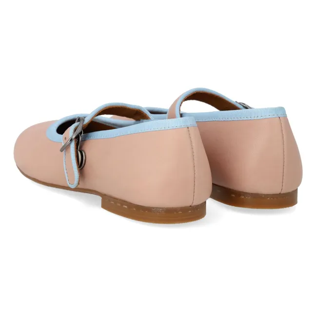 Ballerines Mary Jane Bandes Contrastées | Rose pâle