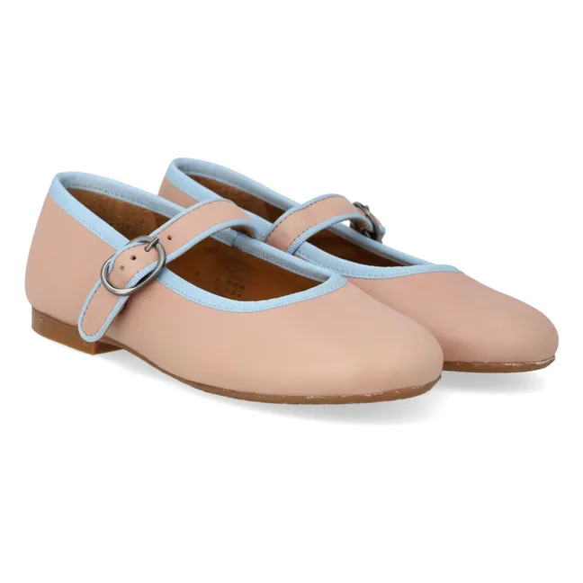 Ballerines Mary Jane Bandes Contrastées | Rose pâle