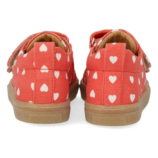 Baskets Double Scratchs Mini Cœurs | Rouge