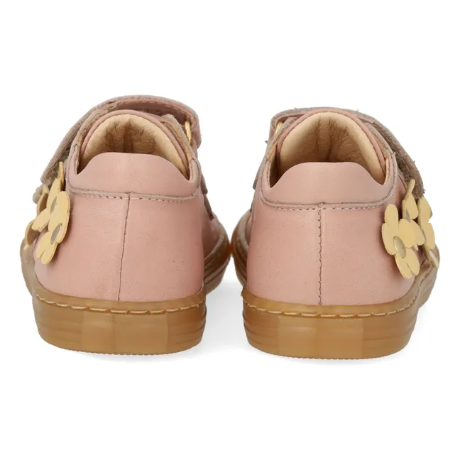 Baskets Double Scratchs Fleurs | Rose pâle