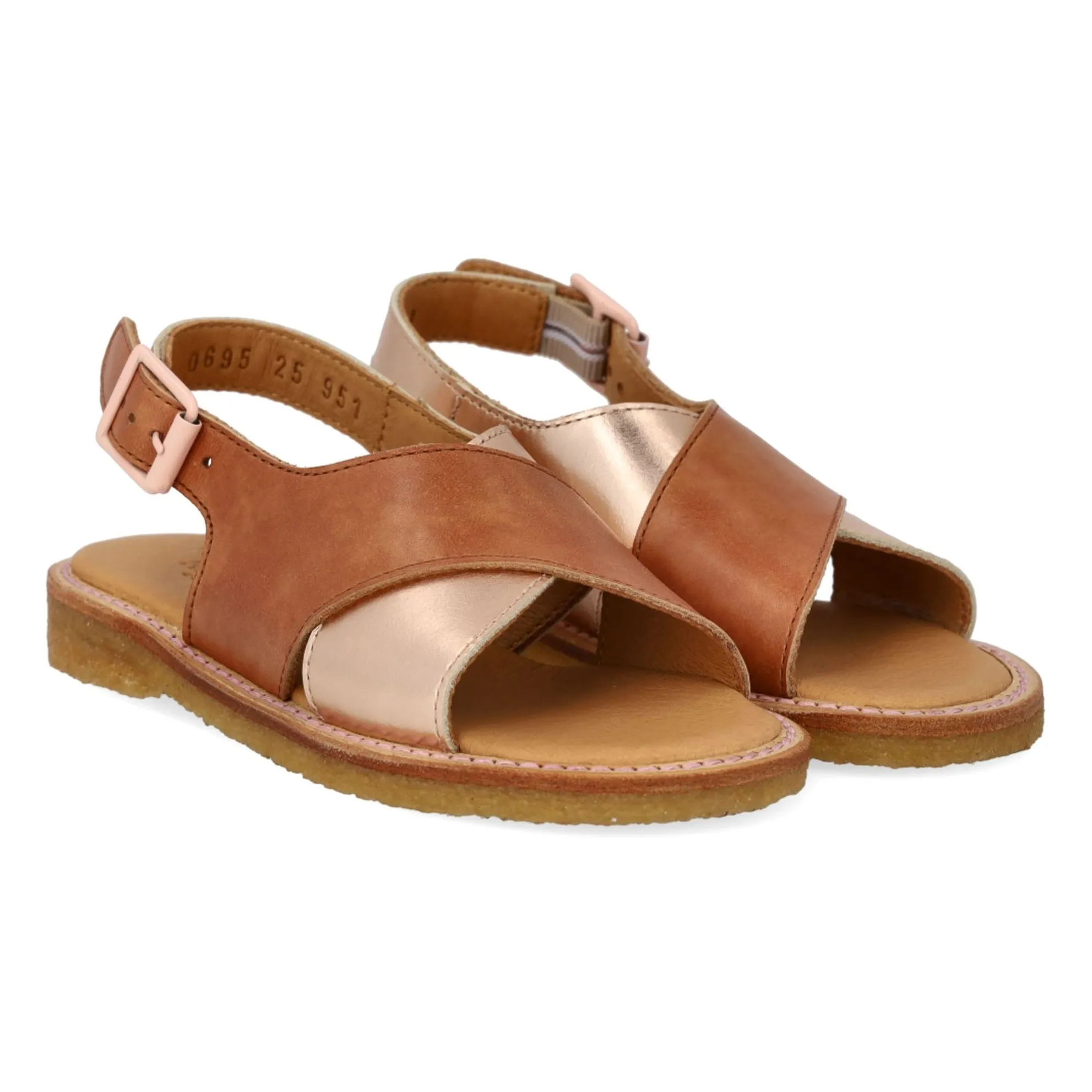 Angulus Pink Gold Contrast Sandals