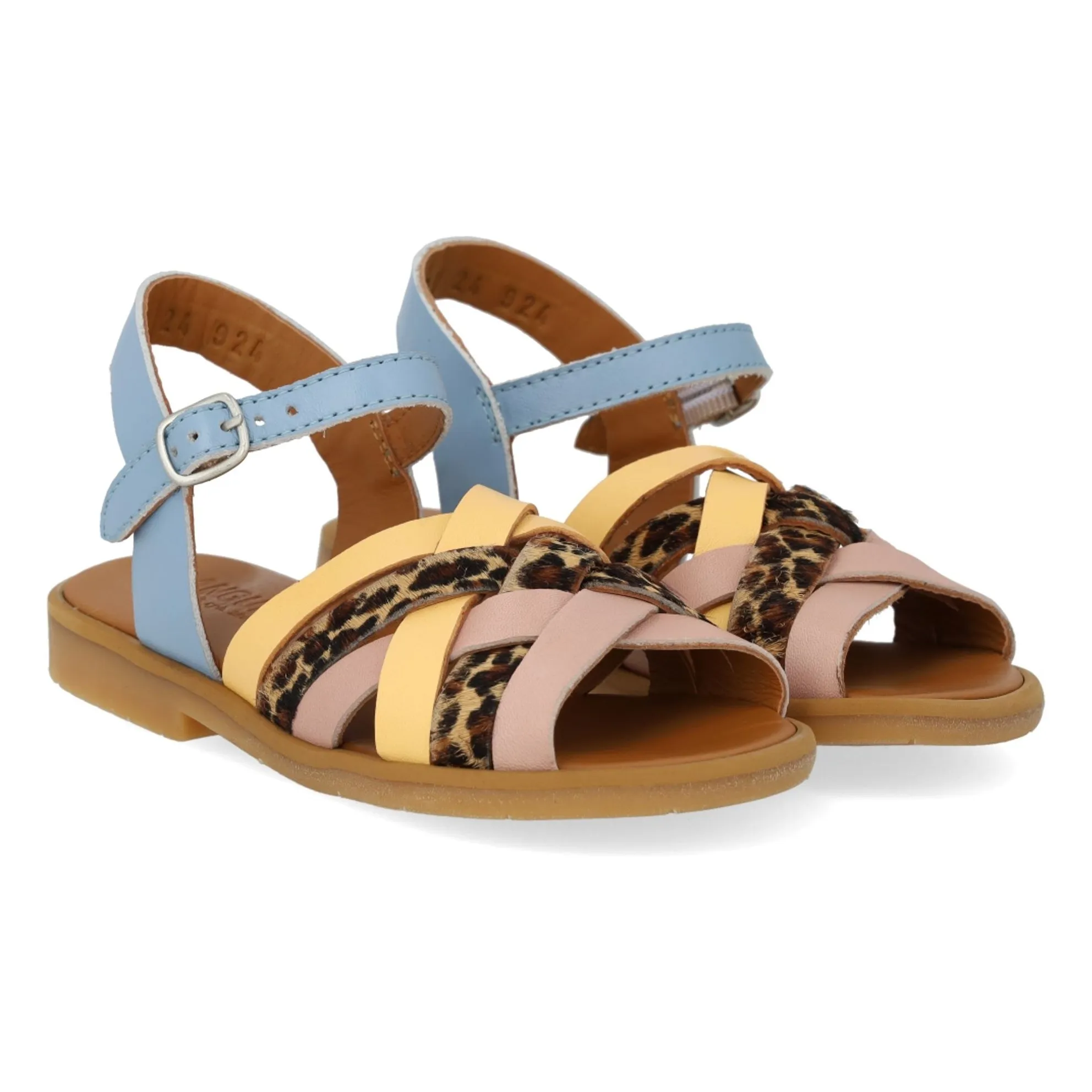 Angulus Light Blue Leopard Braided Sandals