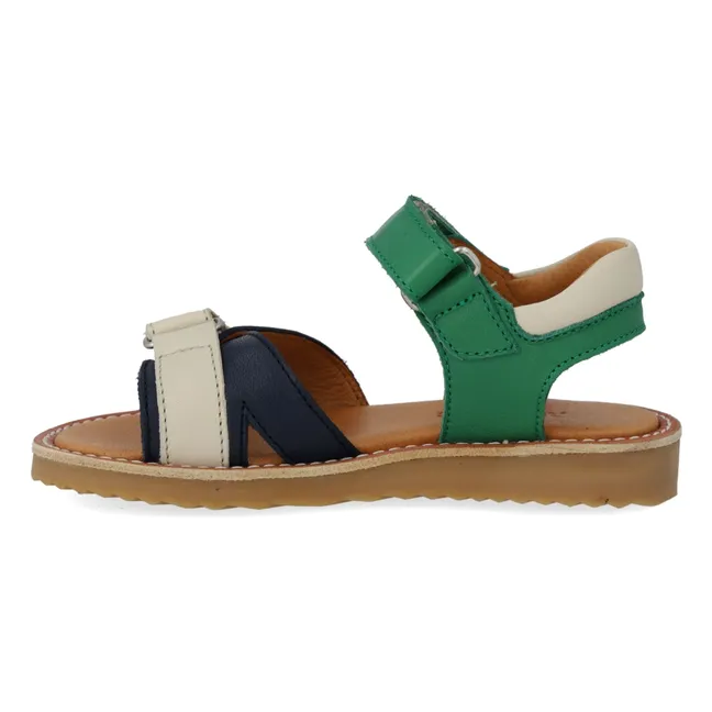 Sandalias con doble rasguño | Verde Prado