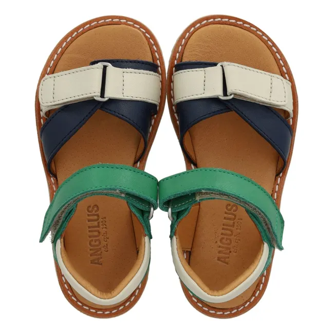 Sandalias con doble rasguño | Verde Prado