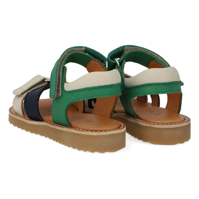 Sandalias con doble rasguño | Verde Prado