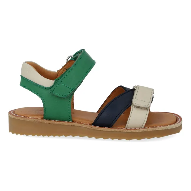 Sandalias con doble rasguño | Verde Prado