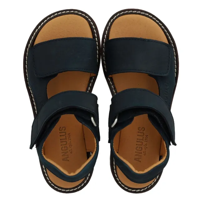 Sandalias de nobuk con doble rasguño | Azul Marino