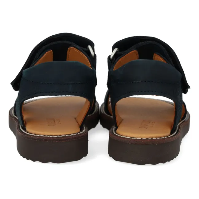 Sandalias de nobuk con doble rasguño | Azul Marino