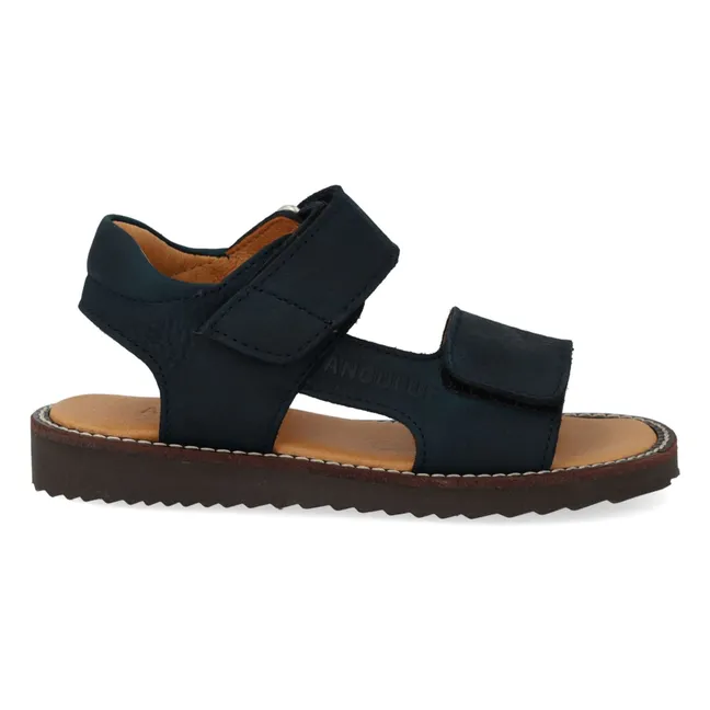 Sandalias de nobuk con doble rasguño | Azul Marino