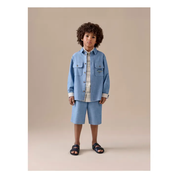 Eddy Chambray organic cotton shirt | Blue- Product image n°1