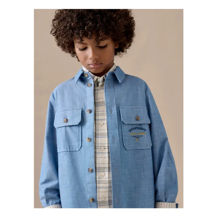 Eddy Chambray organic cotton shirt | Blue- Product image n°2