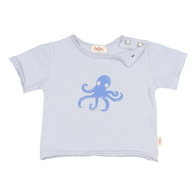 T-shirt Pieuvre Coton Bio | Bleu pâle