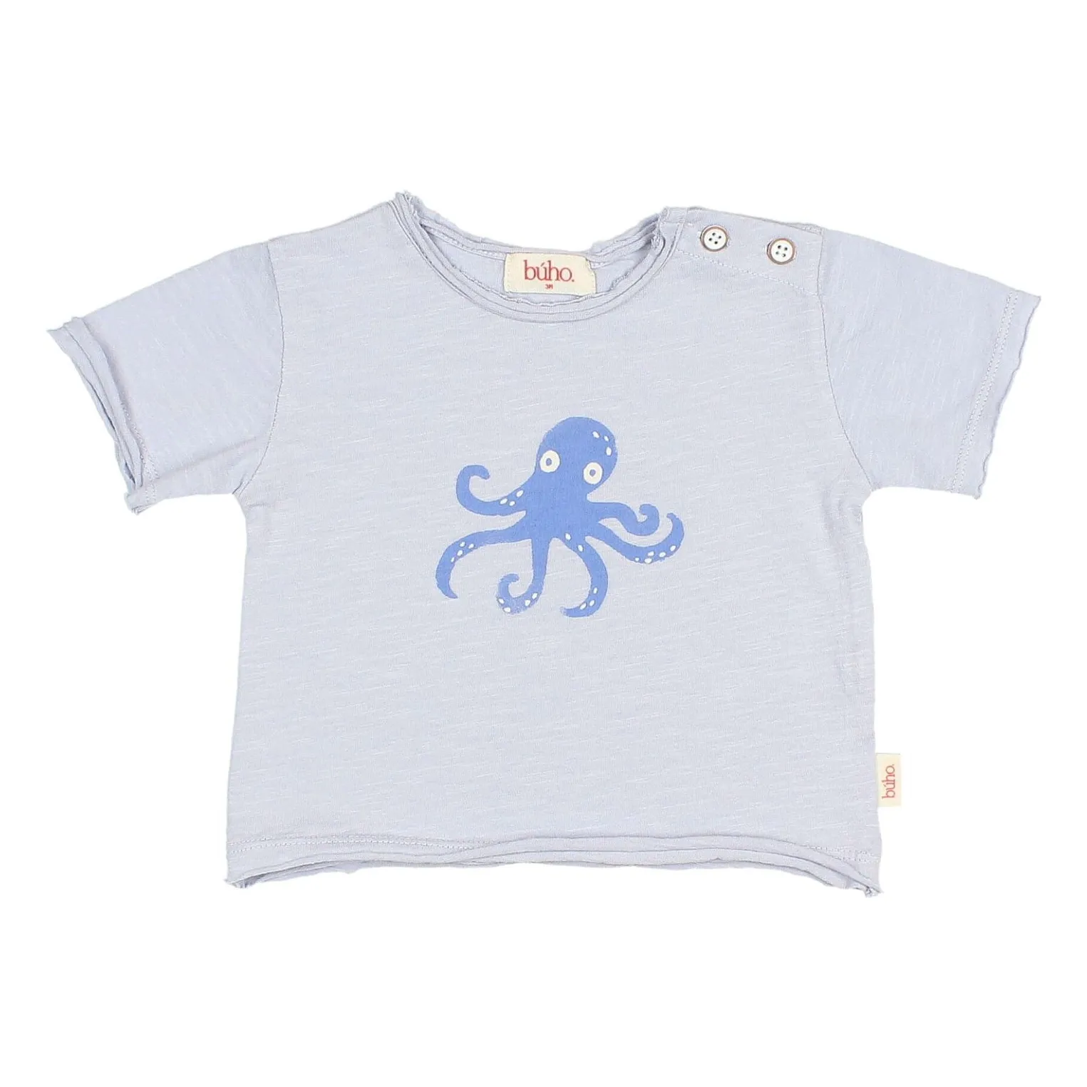 Búho Pale Blue Organic Cotton Octopus T-Shirt