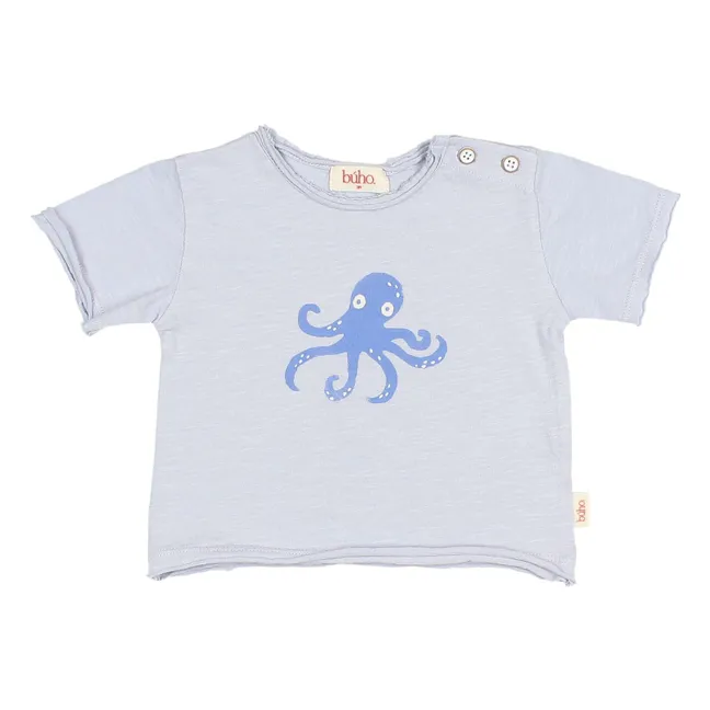 T-shirt Pieuvre Coton Bio | Bleu pâle