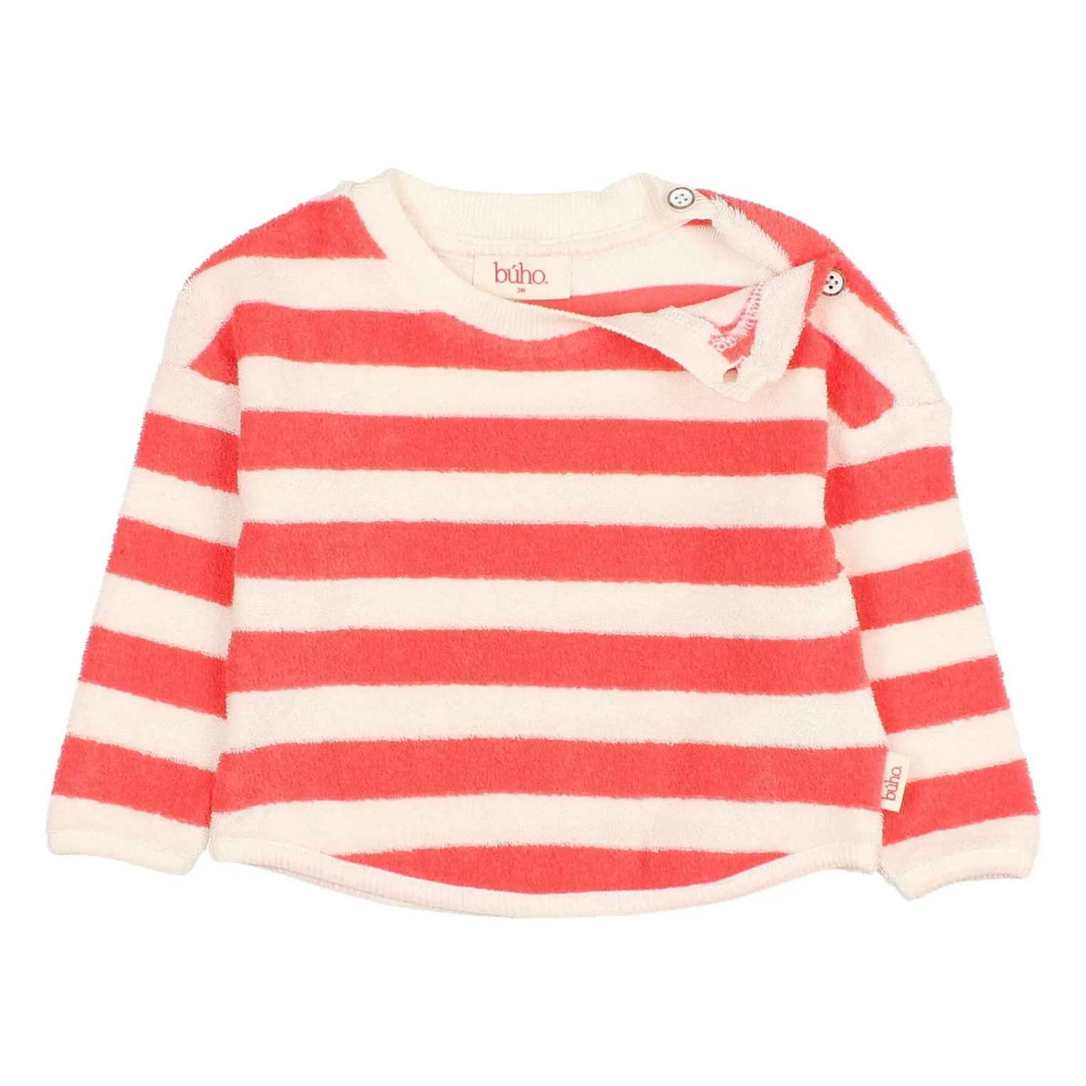 Sweat Rayé Eponge Coton Bio Bébé | Rouge- Image produit n°1