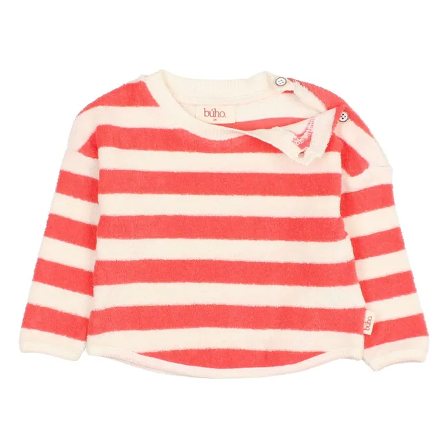Striped organic cotton baby sweatshirt | Red