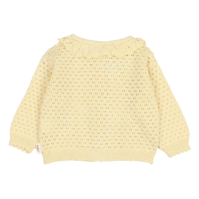 Chaqueta Pointelle Boho de algodón orgánico | Amarillo